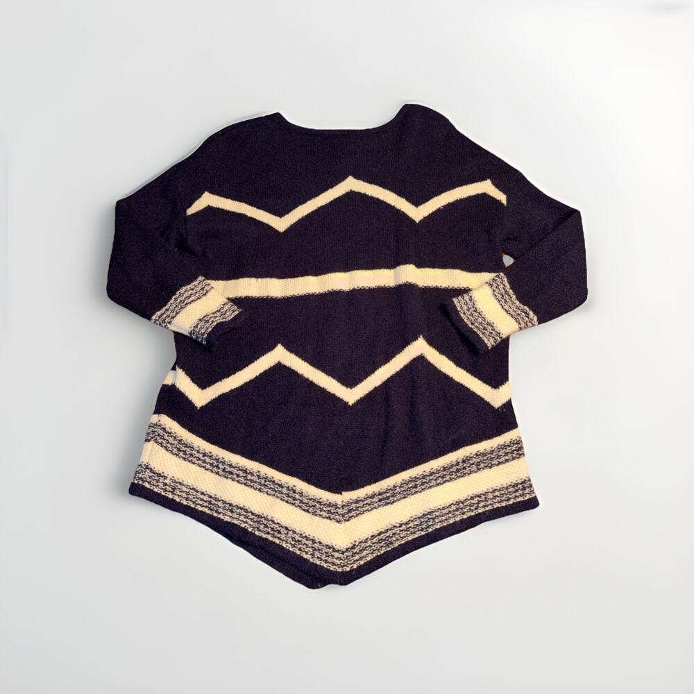 Ralph Lauren Southwestern Wool Tunic Sweater 1X Navy Blue Crème